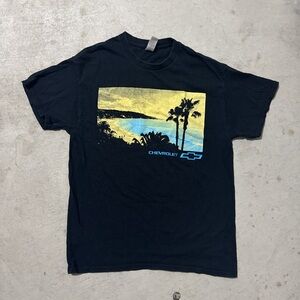 Chevrolet Black T-Shirt with Beach Graphic